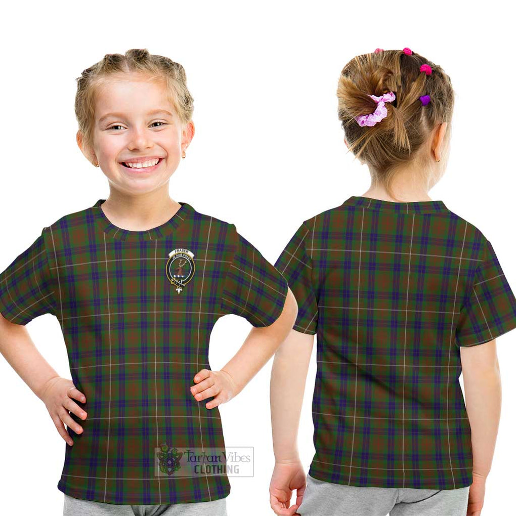 Fraser Hunting Tartan Kid T-Shirt with Family Crest - Tartanvibesclothing Shop