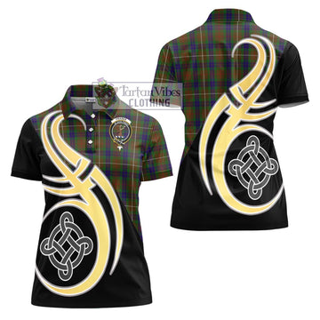 Fraser Hunting Tartan Women's Polo Shirt with Family Crest and Celtic Symbol Style