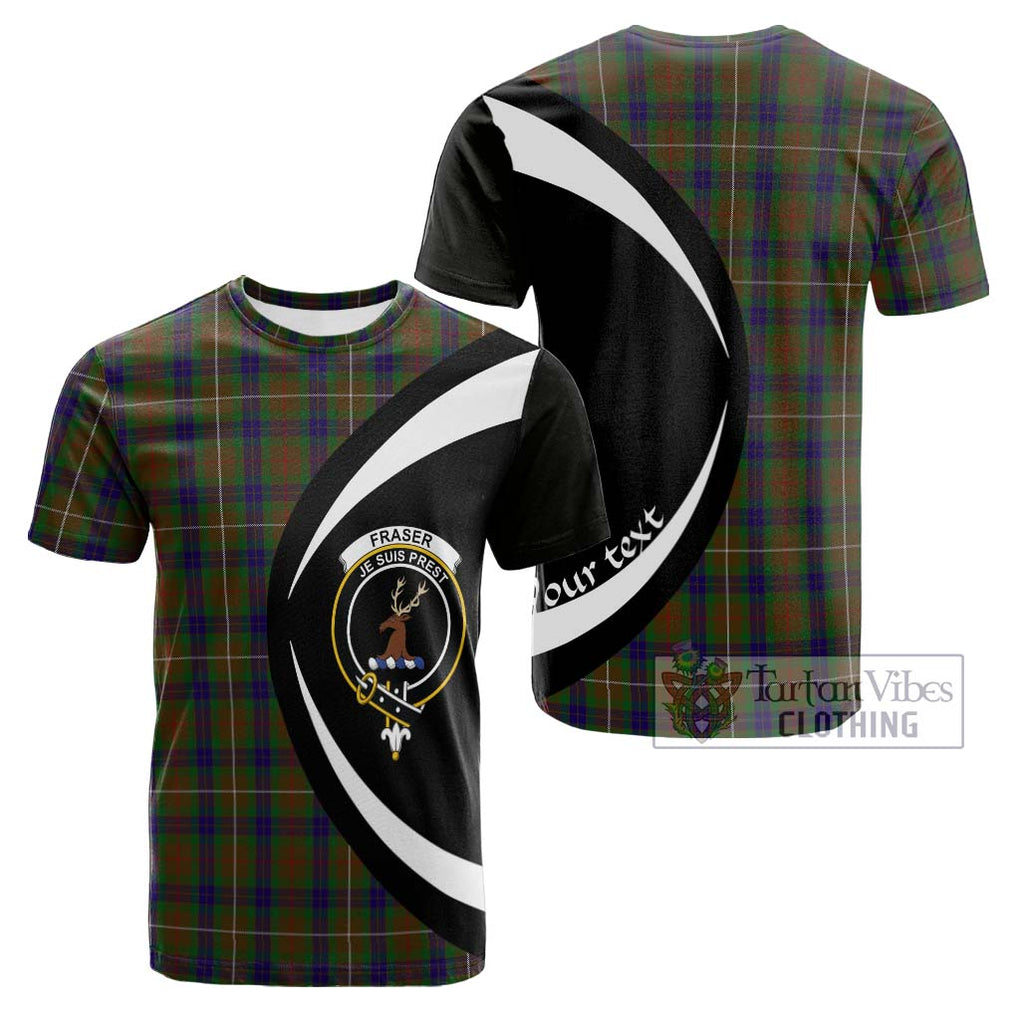 Tartan Vibes Clothing Fraser Hunting Tartan Cotton T-shirt with Family Crest Circle Style