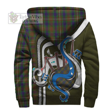 Fraser Hunting Tartan Sherpa Hoodie with Epic Bagpipe Style