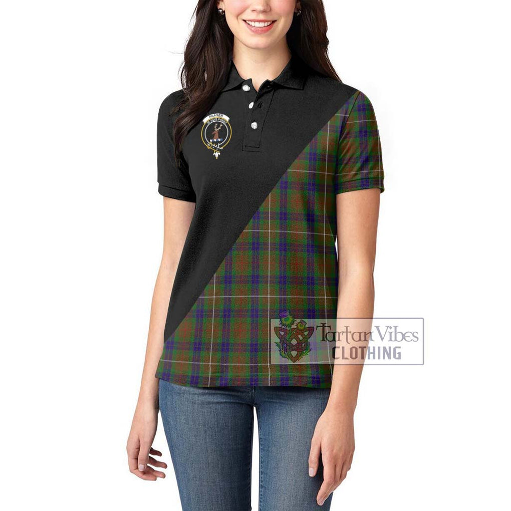 Fraser Hunting Tartan Women's Polo Shirt with Family Crest and Military Logo Style - Tartanvibesclothing Shop