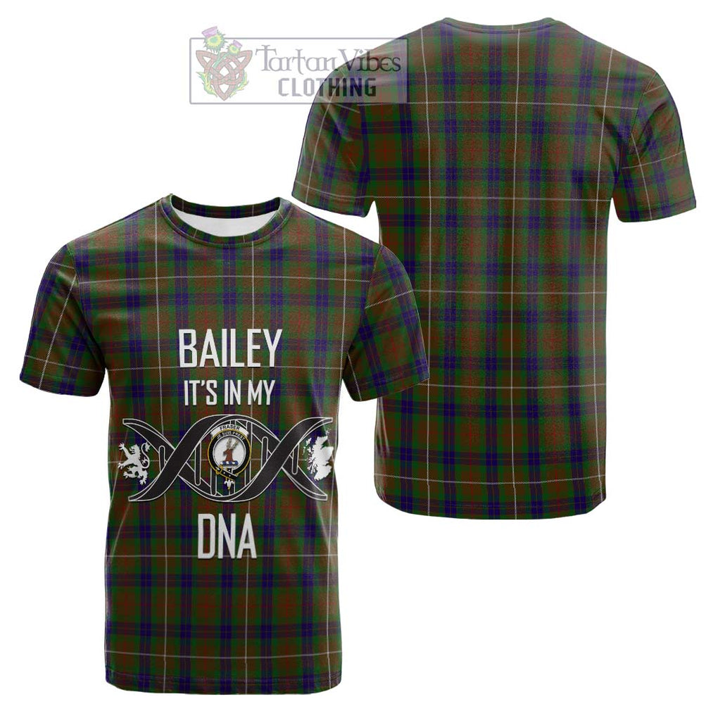 Tartan Vibes Clothing Fraser Hunting Tartan Cotton T-shirt with Family Crest DNA In Me Style