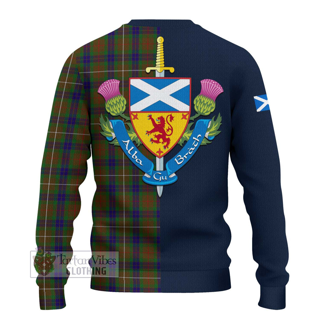 Tartan Vibes Clothing Fraser Hunting Tartan Knitted Sweater with Scottish Lion Royal Arm Half Style