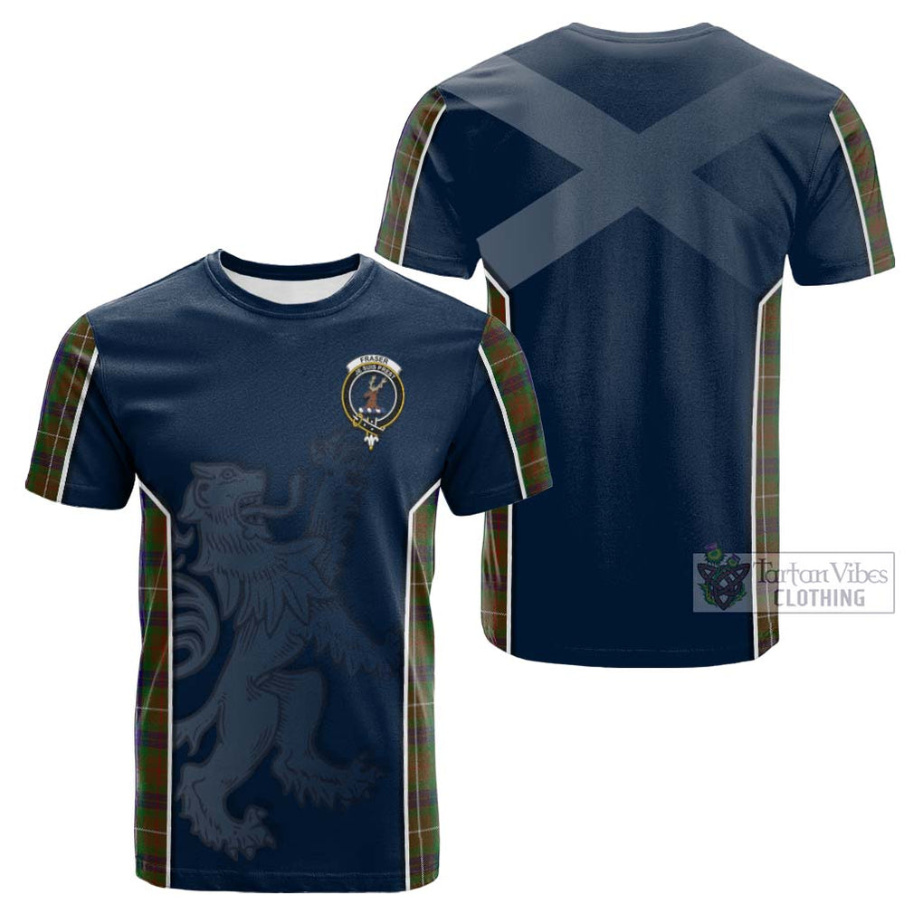 Tartan Vibes Clothing Fraser Hunting Tartan Cotton T-shirt with Family Crest and Lion Rampant Vibes Sport Style