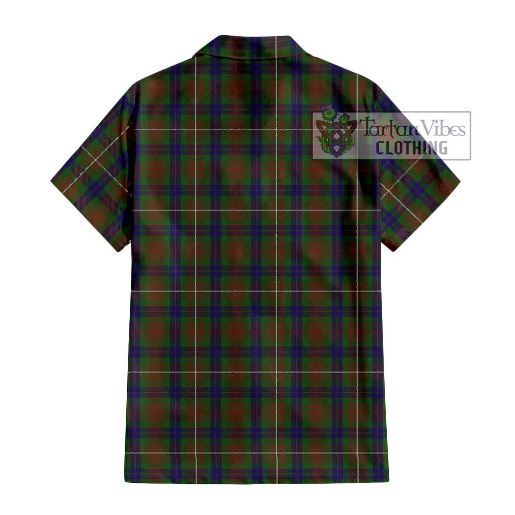 Fraser Hunting Tartan Short Sleeve Button Shirt with Family Crest DNA In Me Style - Tartanvibesclothing Shop