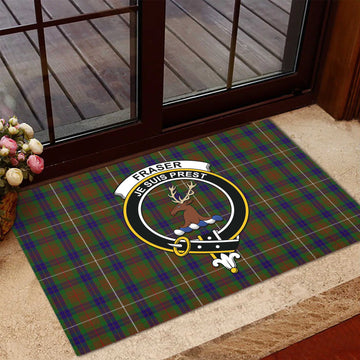 Fraser Hunting Tartan Door Mat with Family Crest