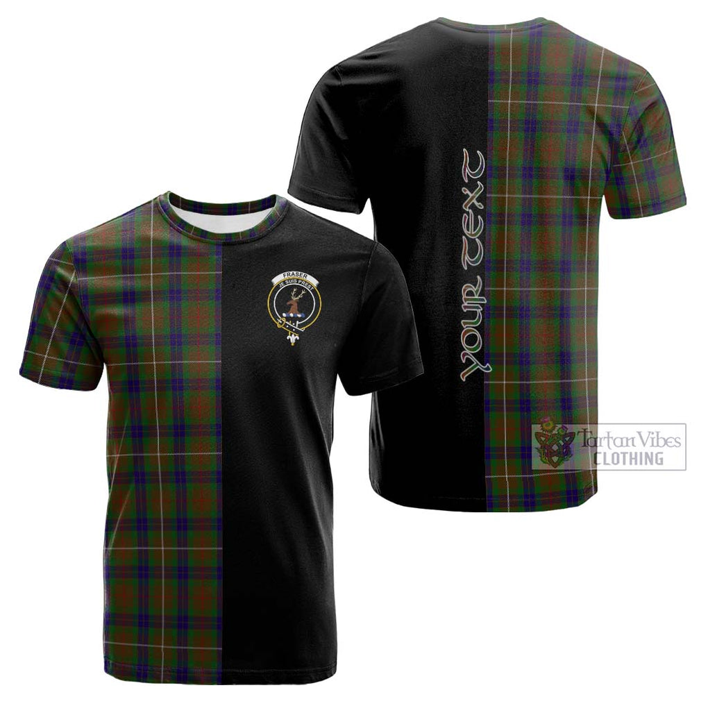 Tartan Vibes Clothing Fraser Hunting Tartan Cotton T-shirt with Family Crest and Half Of Me Style