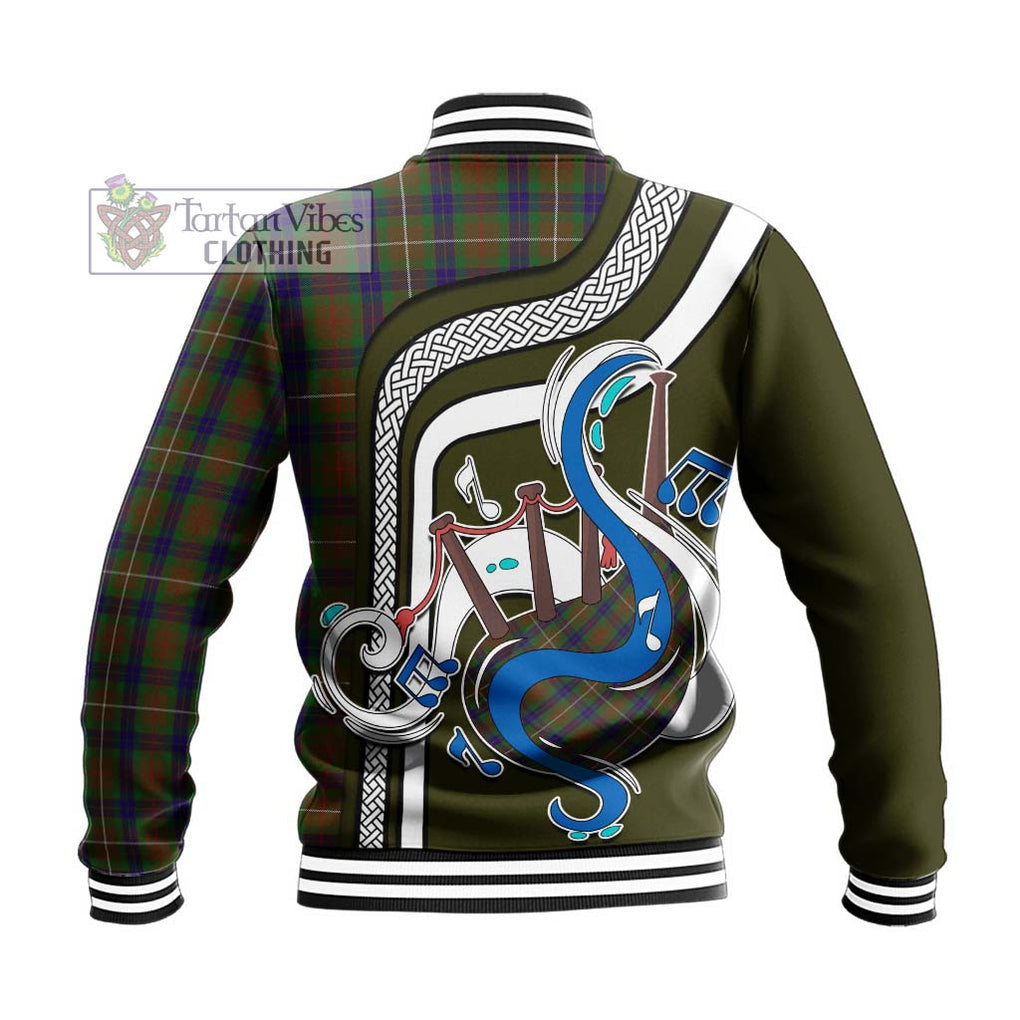 Tartan Vibes Clothing Fraser Hunting Tartan Baseball Jacket with Epic Bagpipe Style