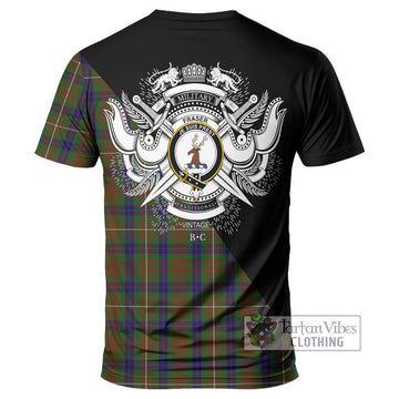 Fraser Hunting Tartan T-Shirt with Family Crest and Military Logo Style