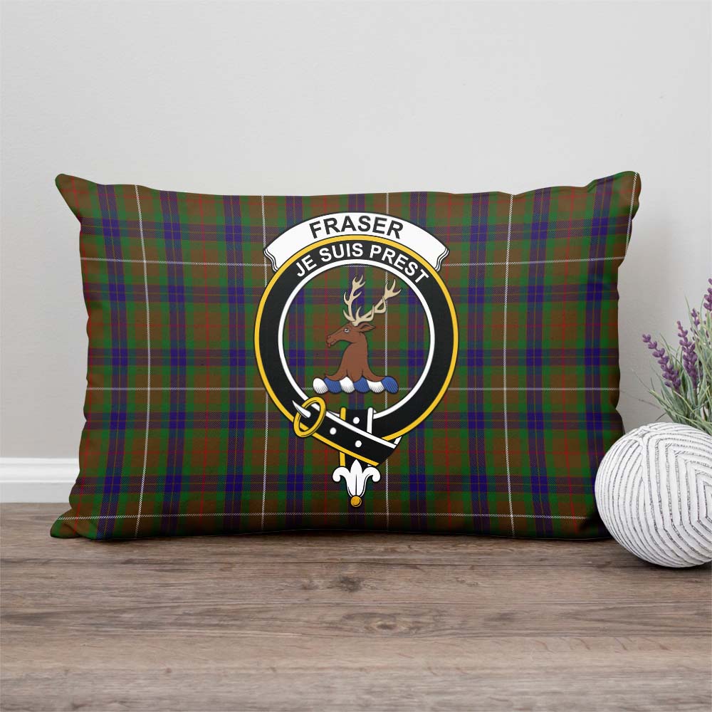 Fraser Hunting Tartan Pillow Cover with Family Crest Rectangle Pillow Cover - Tartanvibesclothing