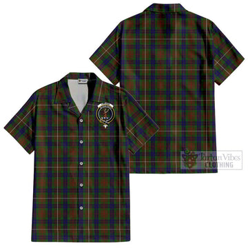 Fraser Hunting Tartan Cotton Hawaiian Shirt with Family Crest