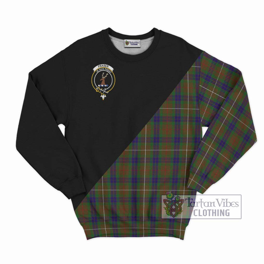 Fraser Hunting Tartan Sweatshirt with Family Crest and Military Logo Style - Tartanvibesclothing Shop