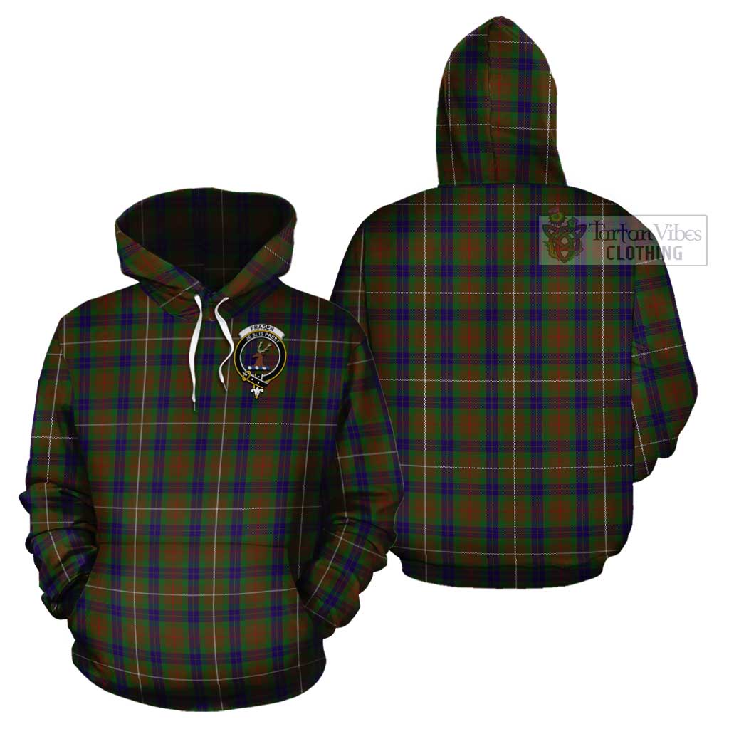 Tartan Vibes Clothing Fraser Hunting Tartan Cotton Hoodie with Family Crest