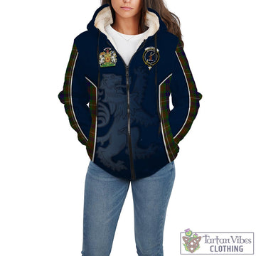 Fraser Hunting Tartan Sherpa Hoodie with Family Crest and Lion Rampant Vibes Sport Style