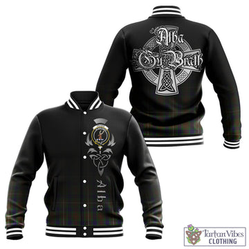 Fraser Hunting Tartan Baseball Jacket Featuring Alba Gu Brath Family Crest Celtic Inspired