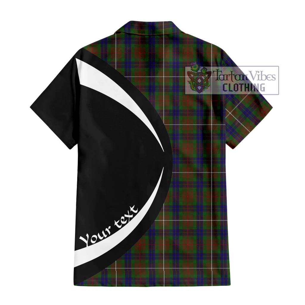 Fraser Hunting Tartan Short Sleeve Button Up with Family Crest Circle Style - Tartan Vibes Clothing