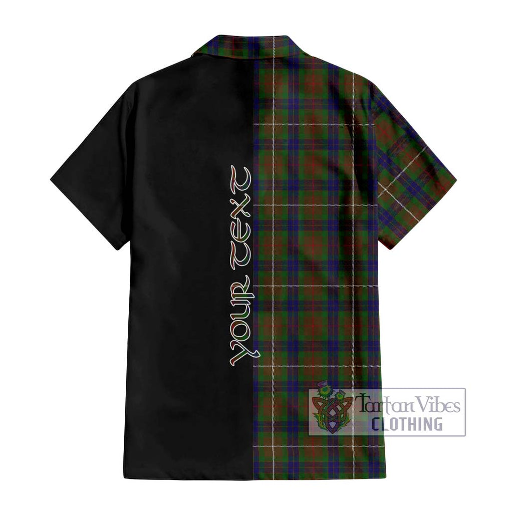 Fraser Hunting Tartan Short Sleeve Button Shirt with Family Crest and Half Of Me Style - Tartanvibesclothing Shop