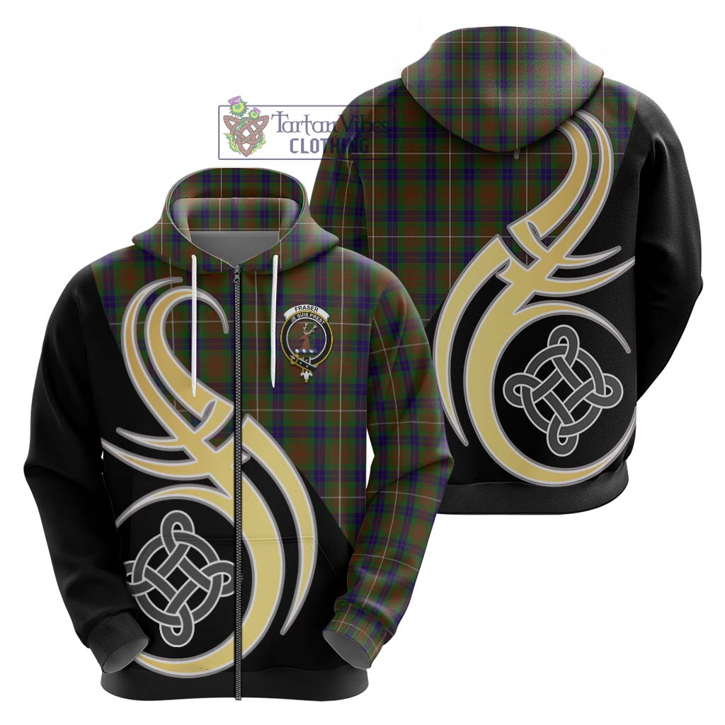 Fraser Hunting Tartan Hoodie with Family Crest and Celtic Symbol Style - Tartan Vibes Clothing