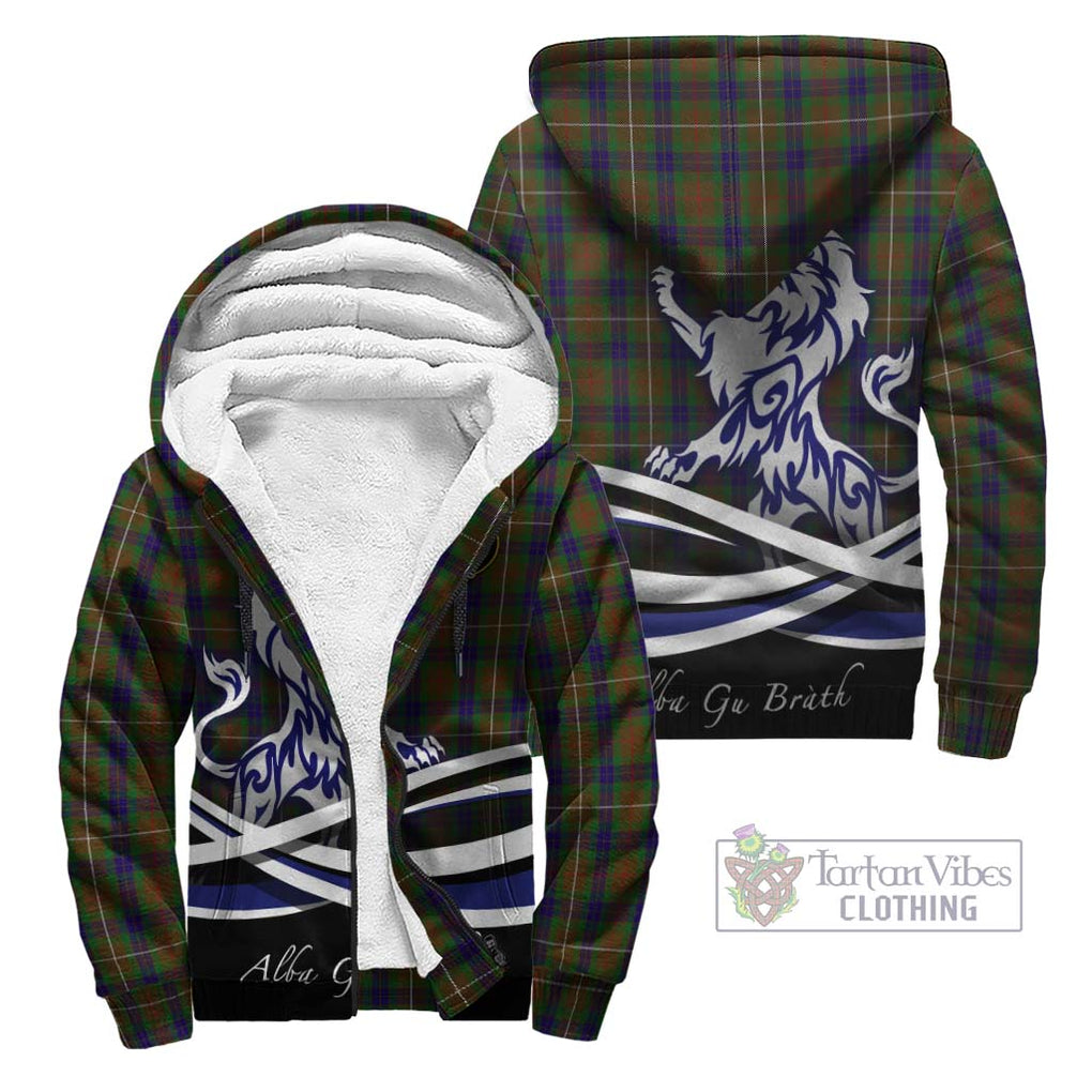 Fraser Hunting Tartan Sherpa Hoodie with Alba Gu Brath Regal Lion Emblem Unisex - Tartanvibesclothing Shop