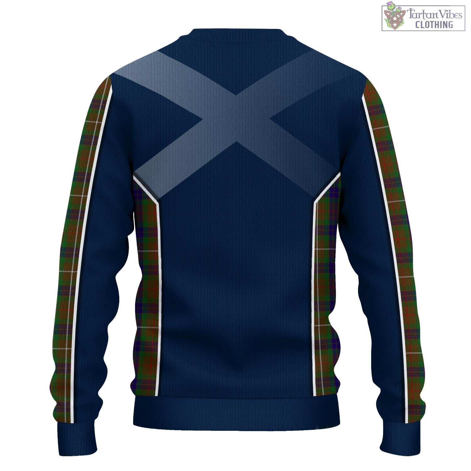 Tartan Vibes Clothing Fraser Hunting Tartan Knitted Sweatshirt with Family Crest and Scottish Thistle Vibes Sport Style