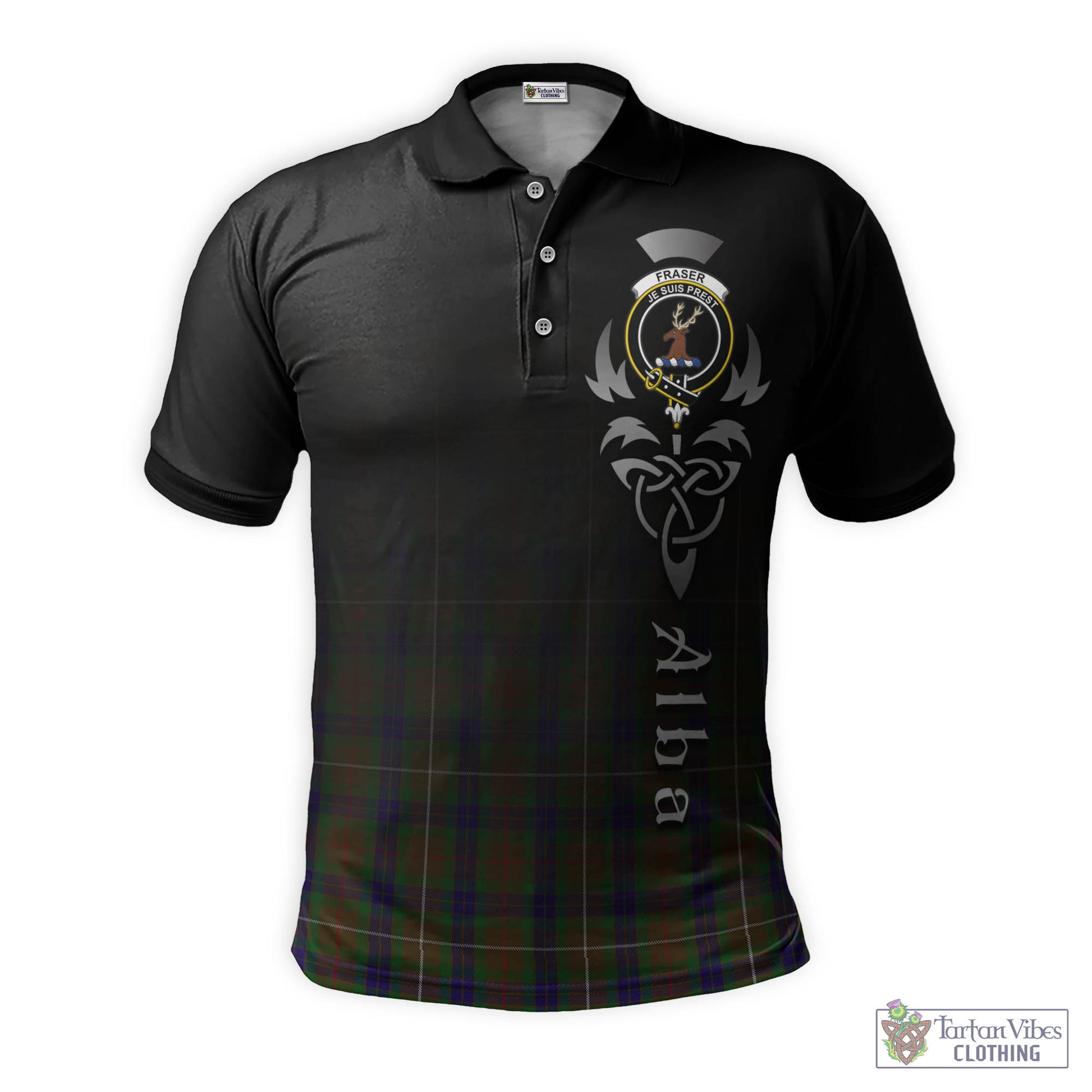 Tartan Vibes Clothing Fraser Hunting Tartan Polo Shirt Featuring Alba Gu Brath Family Crest Celtic Inspired