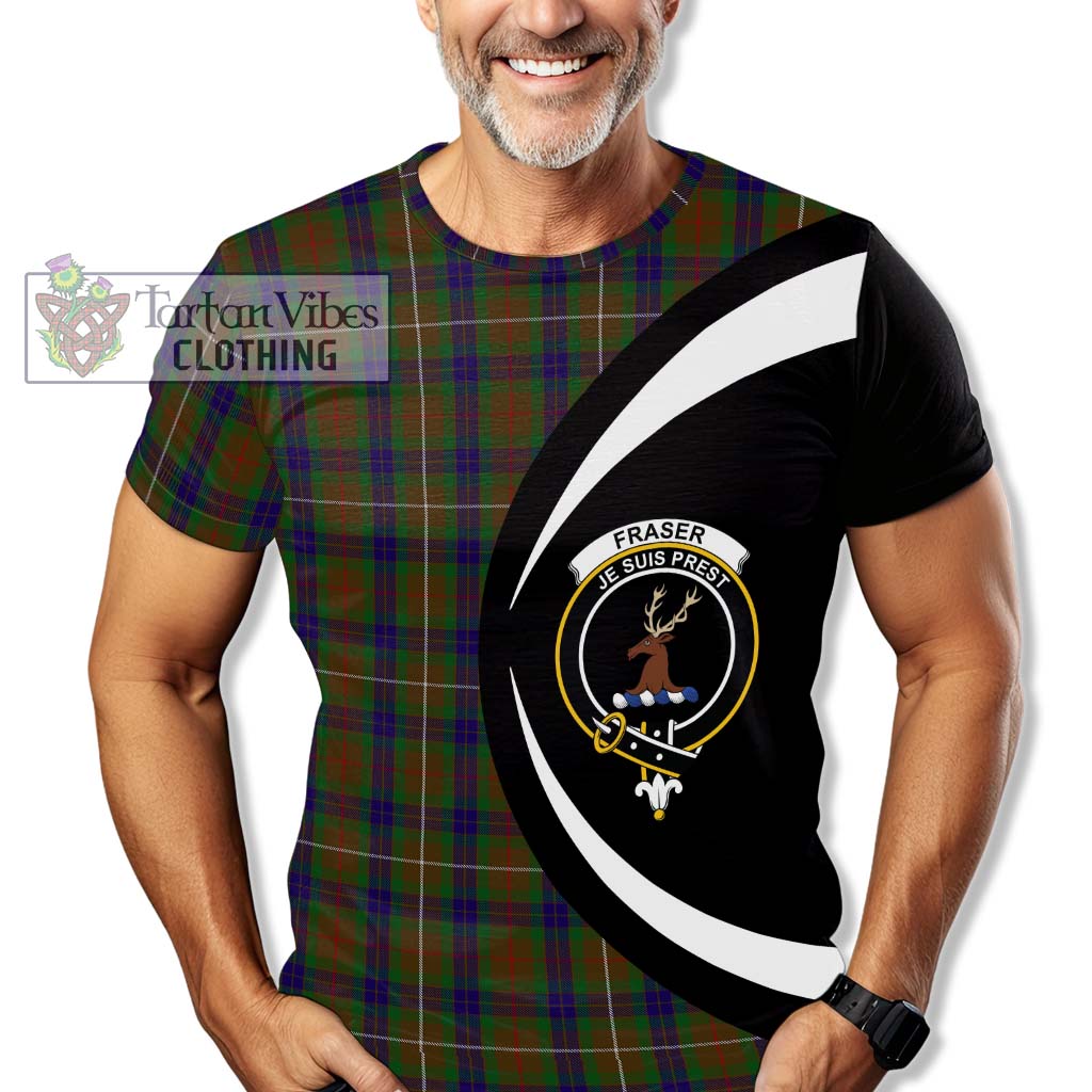 Tartan Vibes Clothing Fraser Hunting Tartan T-Shirt with Family Crest Circle Style