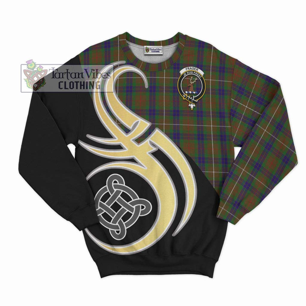 Fraser Hunting Tartan Sweatshirt with Family Crest and Celtic Symbol Style - Tartan Vibes Clothing