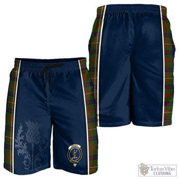 Fraser Hunting Tartan Men's Shorts with Family Crest and Scottish Thistle Vibes Sport Style