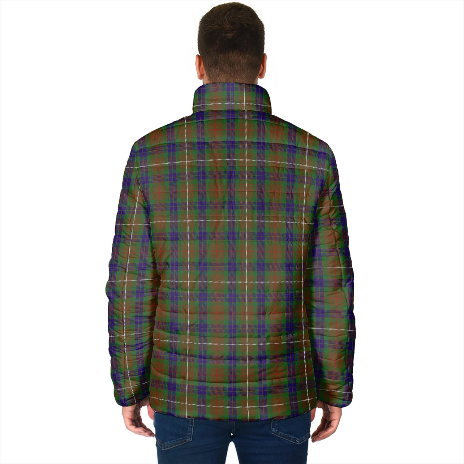 Fraser Hunting Tartan Padded Jacket with Family Crest - Tartan Vibes Clothing