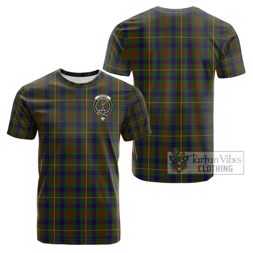 Fraser Hunting Tartan Cotton T-Shirt with Family Crest Kid's Shirt - Tartanvibesclothing Shop