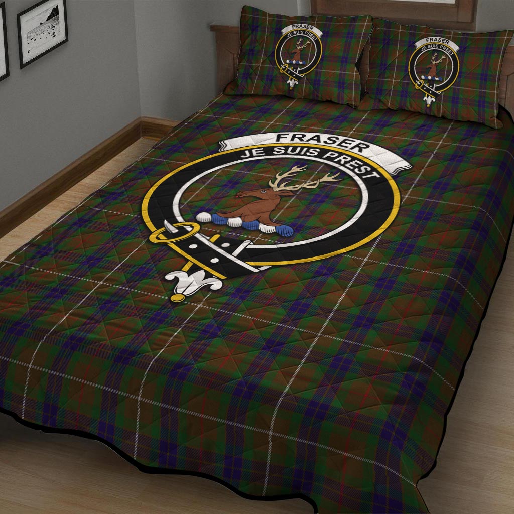 Fraser Hunting Tartan Quilt Bed Set with Family Crest - Tartan Vibes Clothing