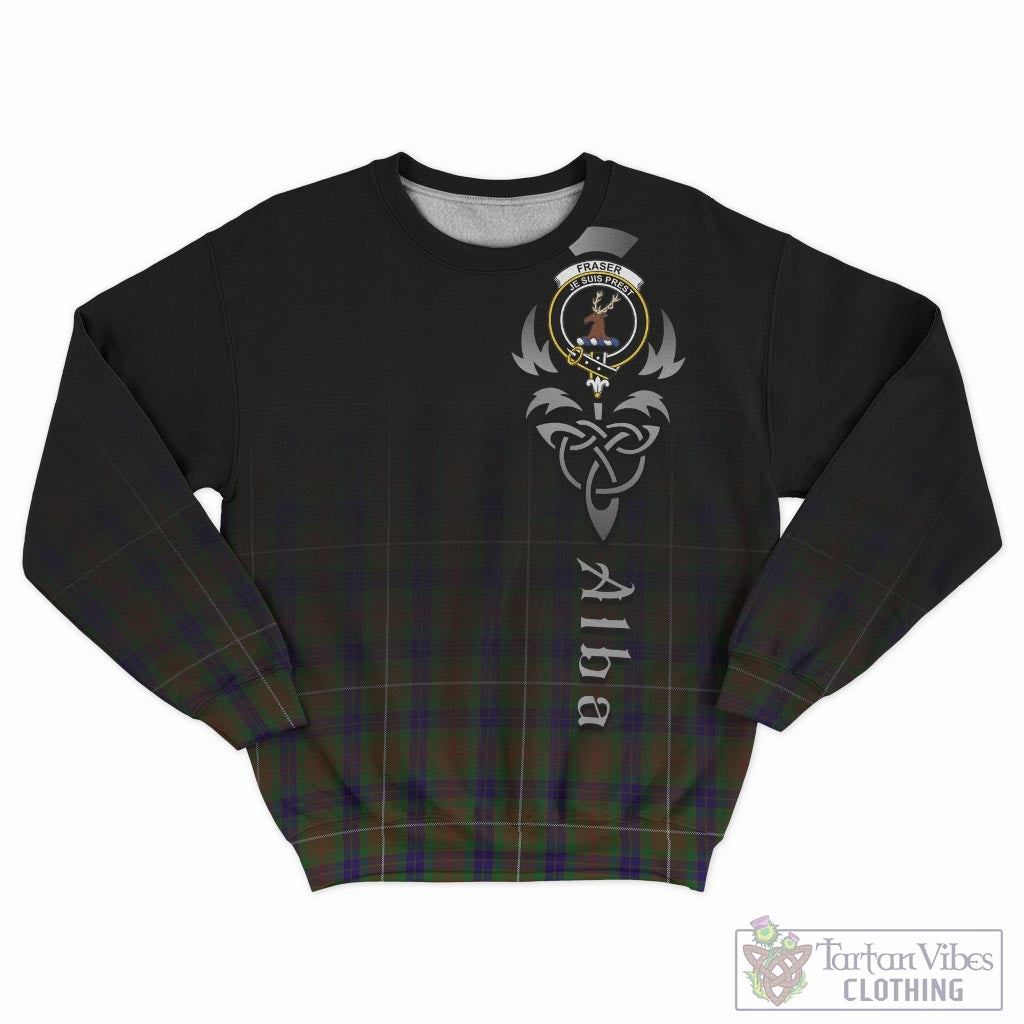 Tartan Vibes Clothing Fraser Hunting Tartan Sweatshirt Featuring Alba Gu Brath Family Crest Celtic Inspired