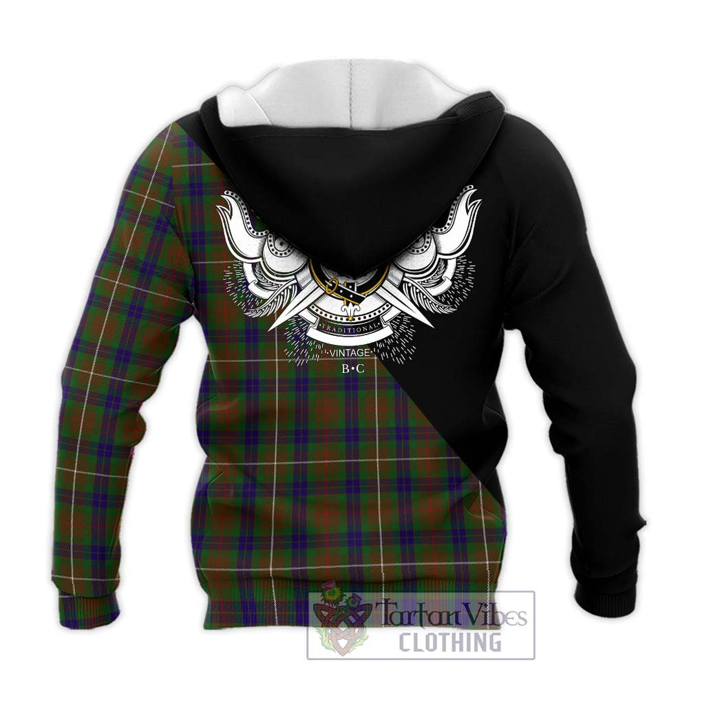 Fraser Hunting Tartan Knitted Hoodie with Family Crest and Military Logo Style - Tartanvibesclothing Shop