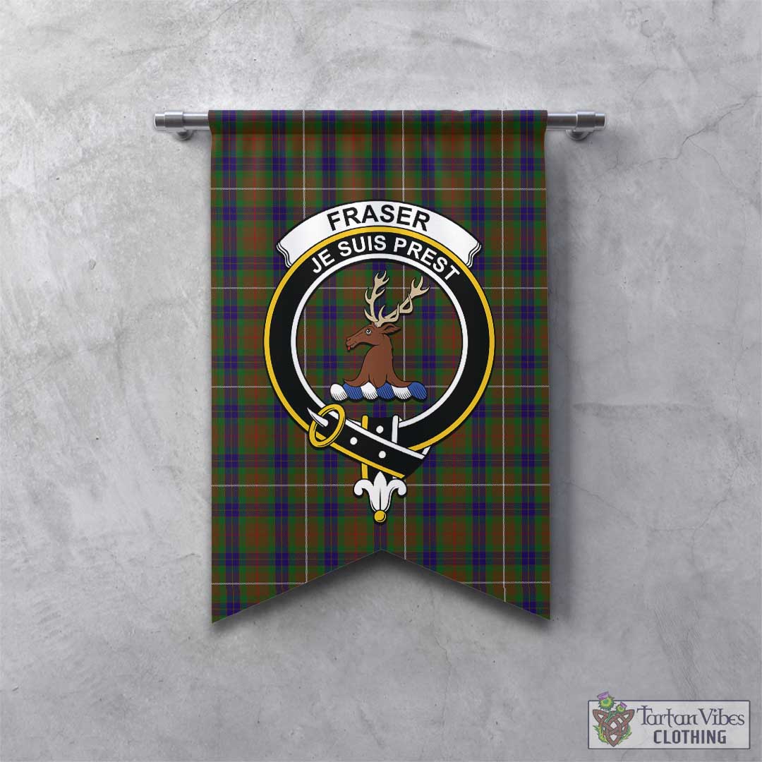 Tartan Vibes Clothing Fraser Hunting Tartan Gonfalon, Tartan Banner with Family Crest