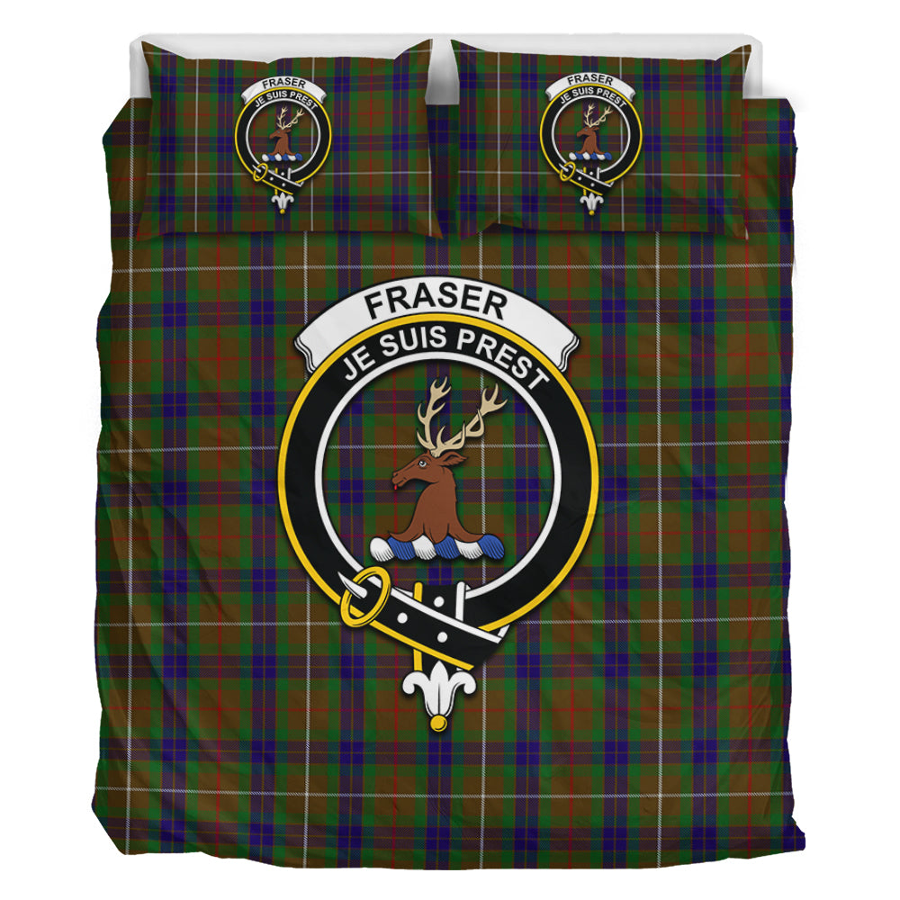 Fraser Hunting Tartan Bedding Set with Family Crest - Tartan Vibes Clothing