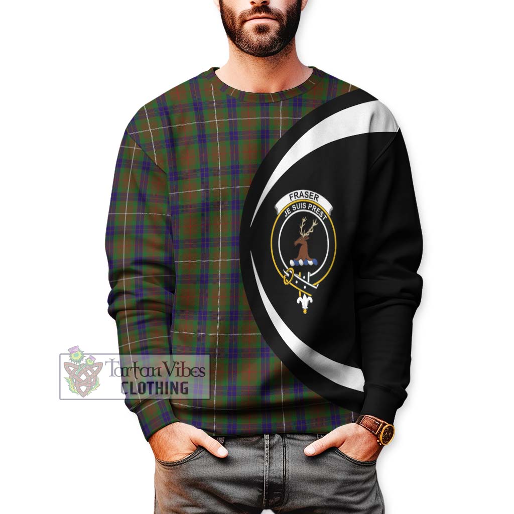 Fraser Hunting Tartan Sweatshirt with Family Crest Circle Style - Tartan Vibes Clothing