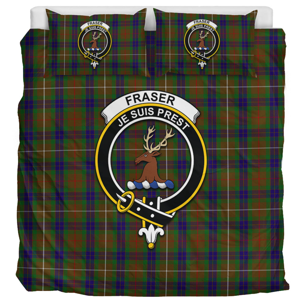 Fraser Hunting Tartan Bedding Set with Family Crest UK Bedding Set UK Super King 104*94 inch - Tartan Vibes Clothing