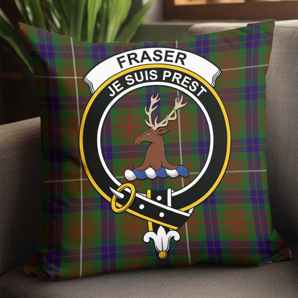 Fraser Hunting Tartan Pillow Cover with Family Crest - Tartanvibesclothing