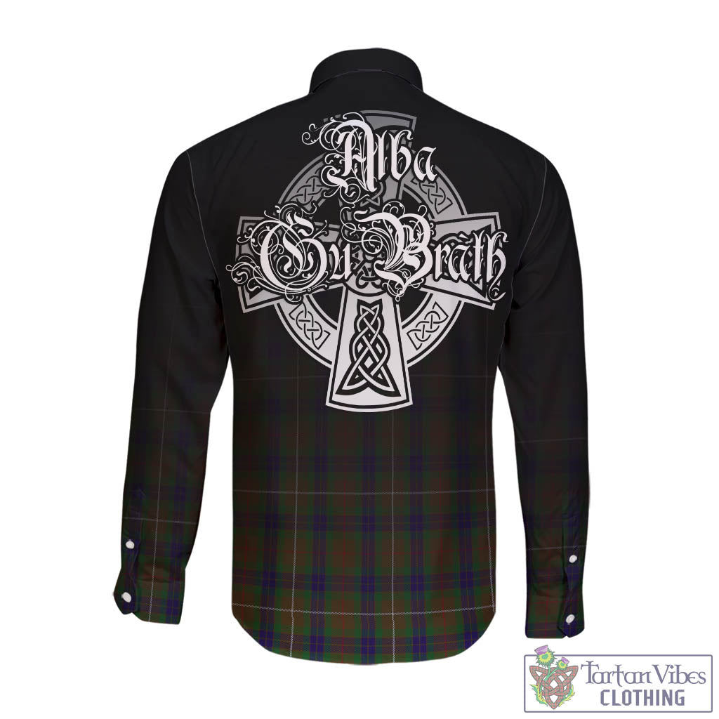 Tartan Vibes Clothing Fraser Hunting Tartan Long Sleeve Button Up Featuring Alba Gu Brath Family Crest Celtic Inspired