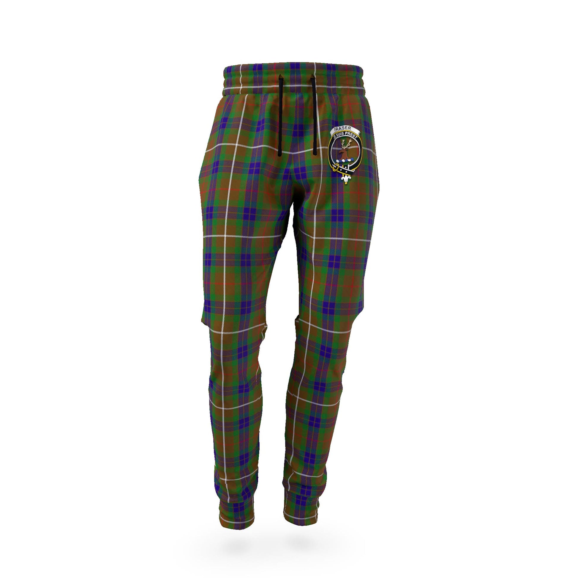 Fraser Hunting Tartan Joggers Pants with Family Crest - Tartan Vibes Clothing