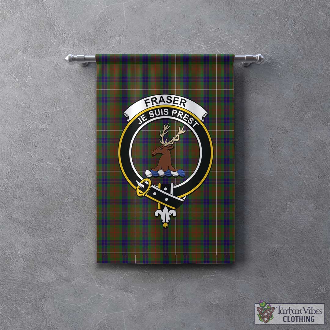 Tartan Vibes Clothing Fraser Hunting Tartan Gonfalon, Tartan Banner with Family Crest