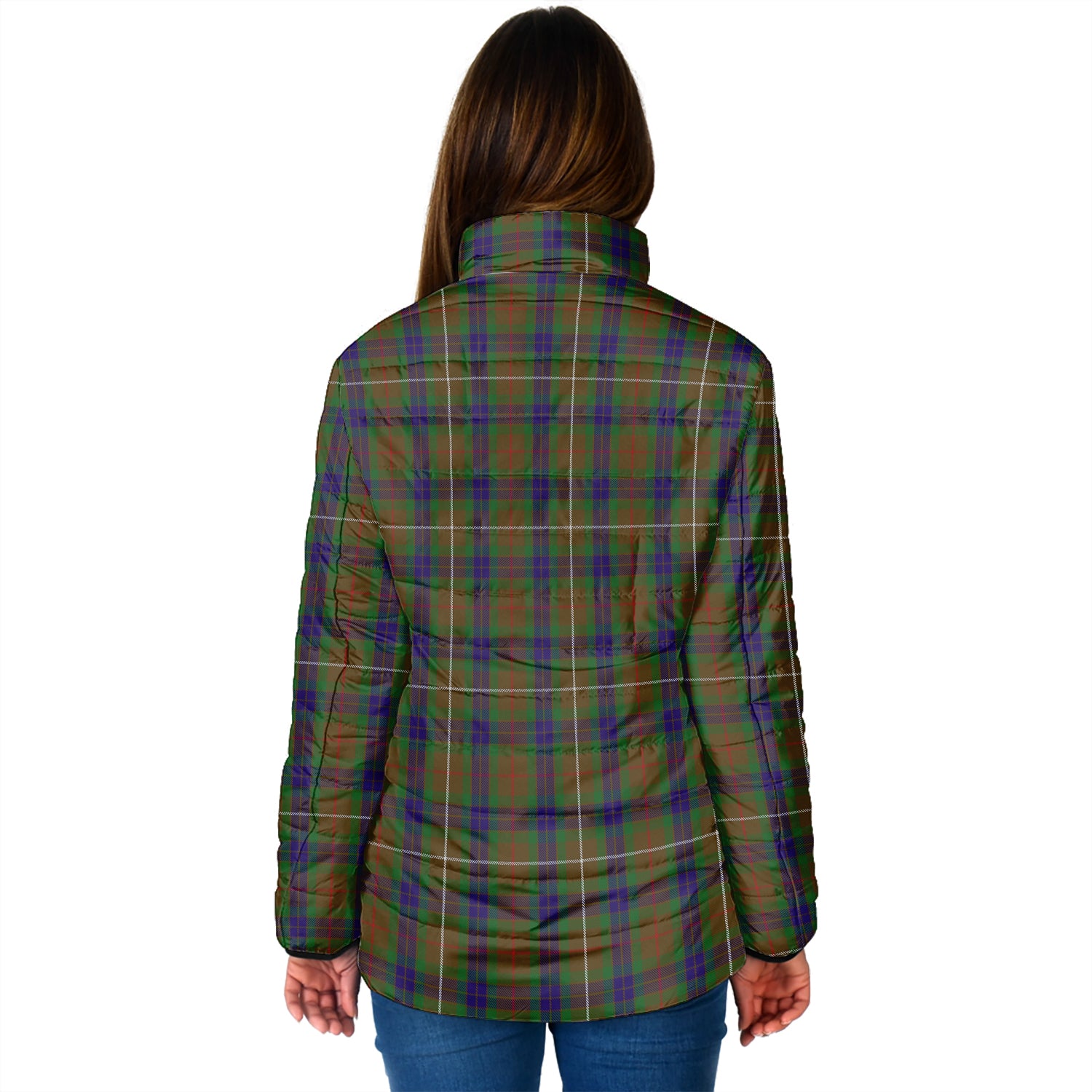 Fraser Hunting Tartan Padded Jacket with Family Crest - Tartan Vibes Clothing