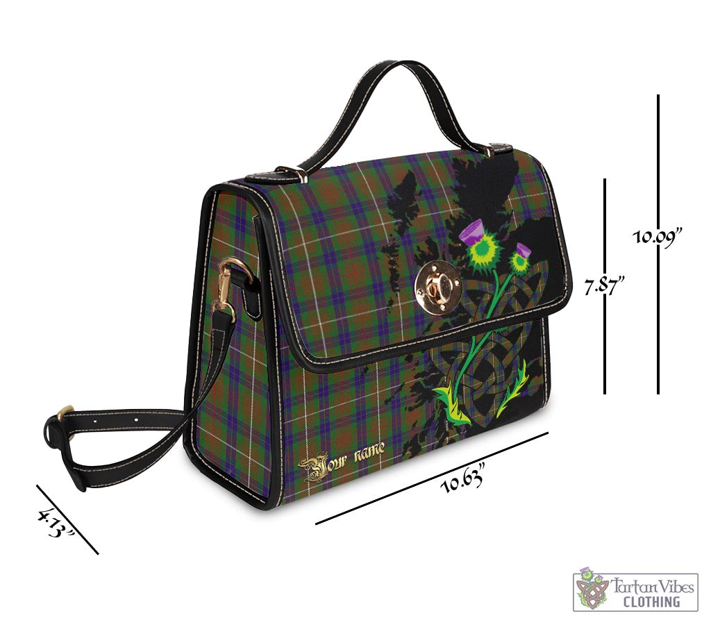 Tartan Vibes Clothing Fraser Hunting Tartan Waterproof Canvas Bag with Scotland Map and Thistle Celtic Accents