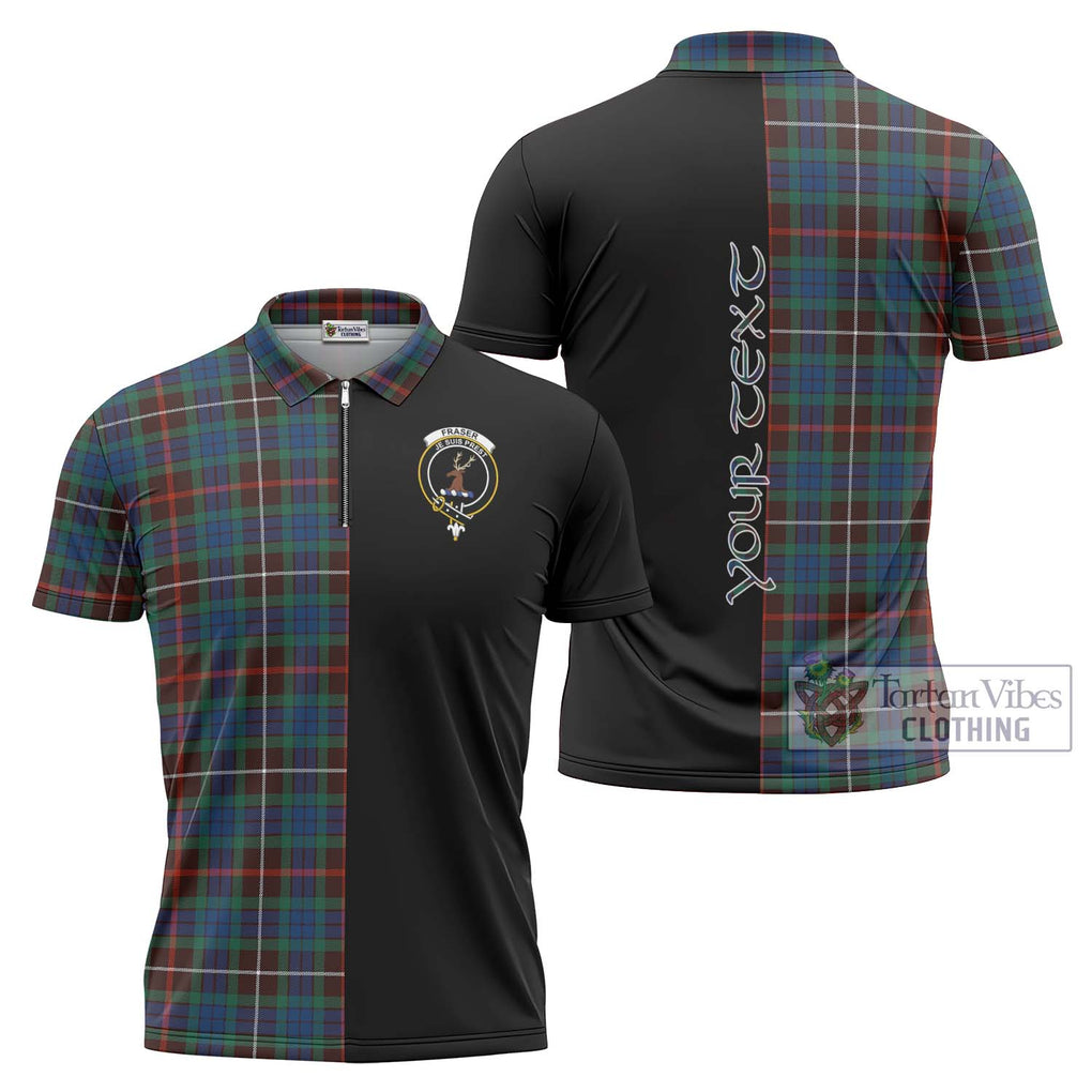 Fraser Hunting Ancient Tartan Zipper Polo Shirt with Family Crest and Half Of Me Style Unisex - Tartanvibesclothing Shop