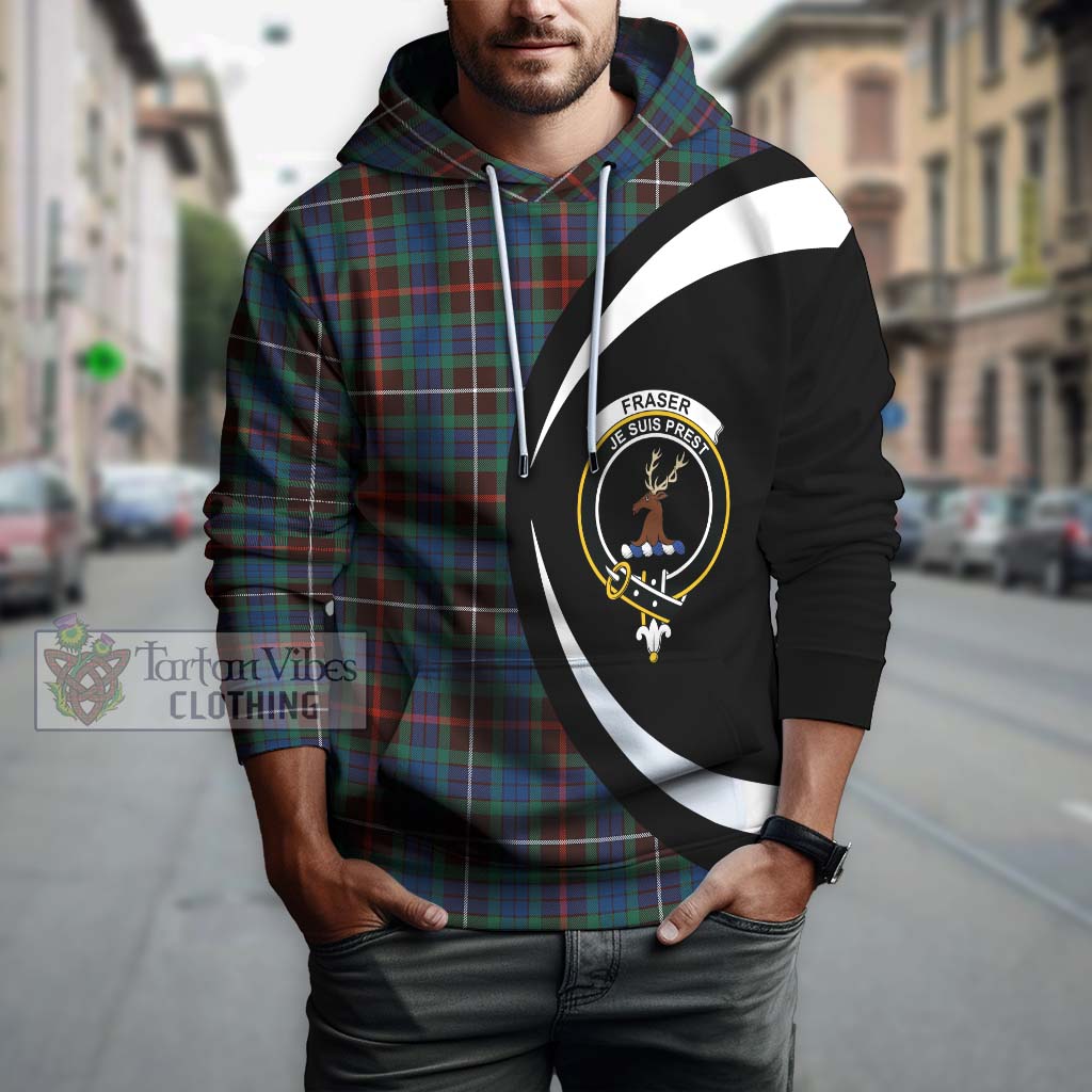 Tartan Vibes Clothing Fraser Hunting Ancient Tartan Hoodie with Family Crest Circle Style