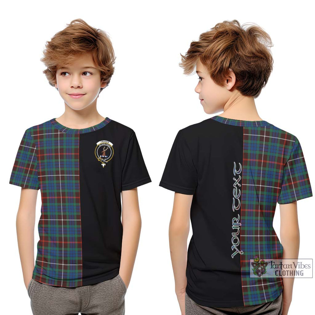 Fraser Hunting Ancient Tartan Kid T-Shirt with Family Crest and Half Of Me Style Youth XL Size14 - Tartanvibesclothing Shop