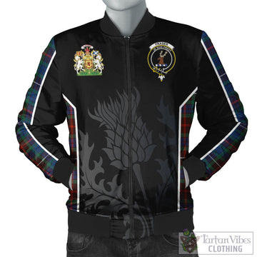 Fraser Hunting Ancient Tartan Bomber Jacket with Family Crest and Scottish Thistle Vibes Sport Style