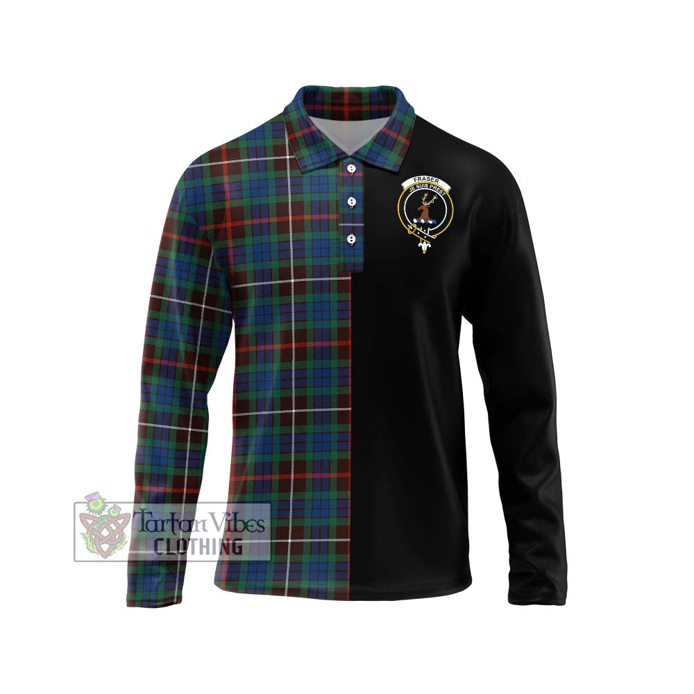 Fraser Hunting Ancient Tartan Long Sleeve Polo Shirt with Family Crest and Half Of Me Style Unisex - Tartanvibesclothing Shop