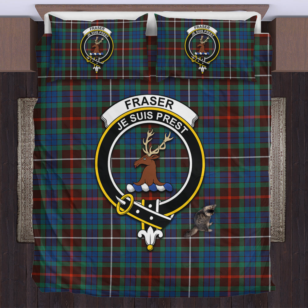 Fraser Hunting Ancient Tartan Bedding Set with Family Crest US Bedding Set - Tartan Vibes Clothing