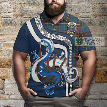 Fraser Hunting Ancient Tartan Polo Shirt with Epic Bagpipe Style